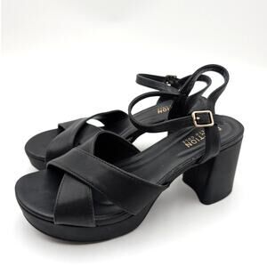Reaction Kenneth Cole Reeva Platform Sandals Women's Black Size US8 EU39